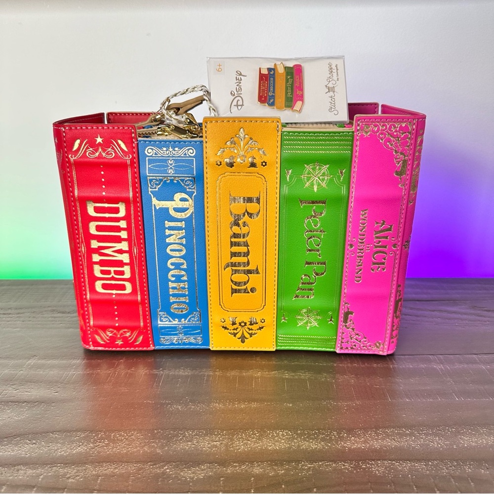 Loungefly Disney Stitch Shoppe Classic Disney Books Crossbody Bag (with PIN) NWT